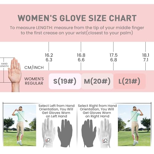 Women’s Waterproof Golf Gloves - White, Worn on Both Hands, Small