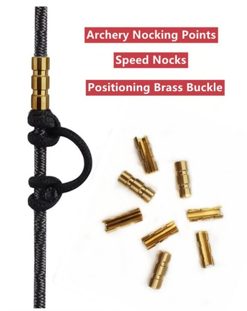 ZOEKO Bow String Nocking Points Bowstring Brass Nock Point Archery Accessories, Speed Nocks for Recurve and Compound Bow (8 Pieces) (ID:0.125", OD:0.250", Length:0.640")