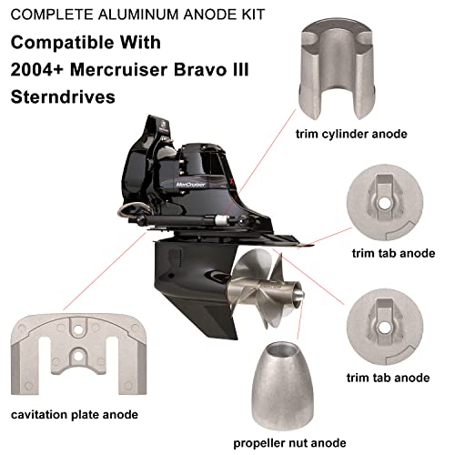 Complete Aluminum Anode Kit for Mercruiser Bravo 3 Sterndrive 2004+