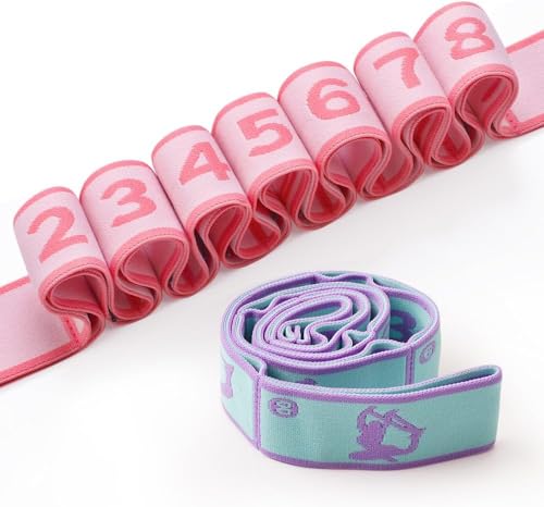 Kids Stretching Resistance Bands Set - Pink & Blue Adjustable Gymnastics & Dance Equipment