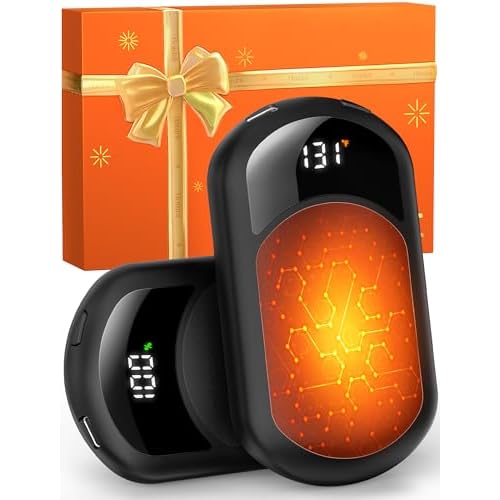 AI Hand Warmers Rechargeable 2 Pack, Heat Levels (104?131¡ÆF), Real-Time Temp & Battery Display, Electric Hand Warmers, Fast Heating, Fits in Gloves/Pocket, Gifts for Women & Men