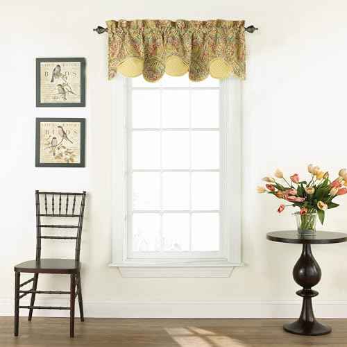 Waverly Swept Away Valances for Windows Rod Pocket Curtains for -Kitchen and Living Room, 60" x 18", Berry