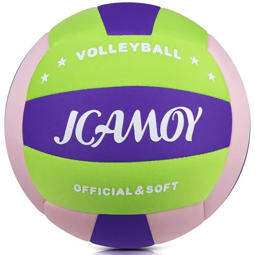 Indoor Soft Volleyball - Standard Size - Green Pink Purple - Noise-Reducing & Durable