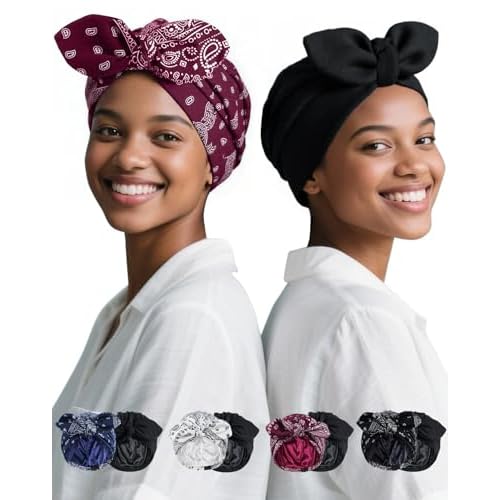Ababalaya Satin Lined Beanies for Women Chemo Headwear Silky Lined Cotton Sleeping Cap