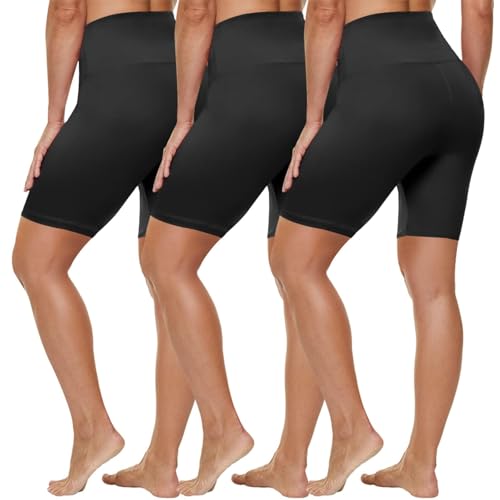 HLTPRO Plus Size Biker Shorts for Women 8 Inch Black 3X-Large with Pockets