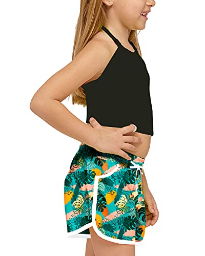 Kids Hawaiian Swim Board Shorts 11-12 Years Quick Dry Tropical Green