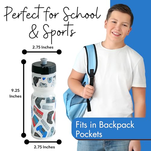 Kids BPA-Free Sports Water Bottle 22 oz - Video Games Design - 50 Strong