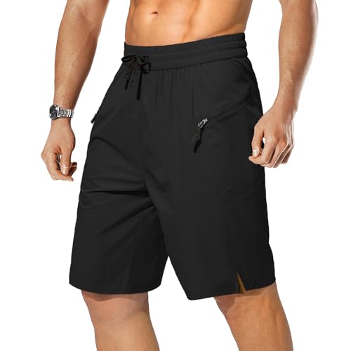 Men's Swim Trunks with Zip Pockets - Black, XX-Large Beach Board Shorts