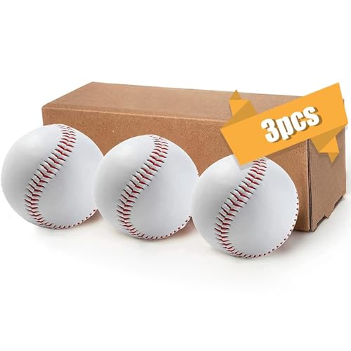Hard Baseballs 3 Pack - Official Size 9 Inch for Youth & Adult Training
