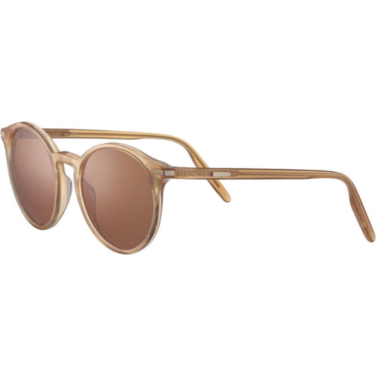 Serengeti Leonora 51MM Shiny Beige/Mineral Polarized Round Sunglasses For Women +BUNDLE with ACCESSORY EYEWEAR KIT