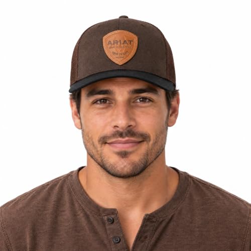 Men's 6-Panel Mesh Snapback Cap with Tan Patch and Black Bill