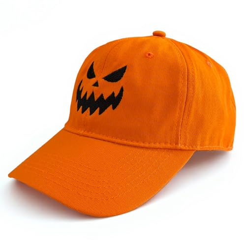 Embroidery Baseball Cap Halloween Pumpkin Face Baseball Hat Adjustable Funny Party Hats for Men Women