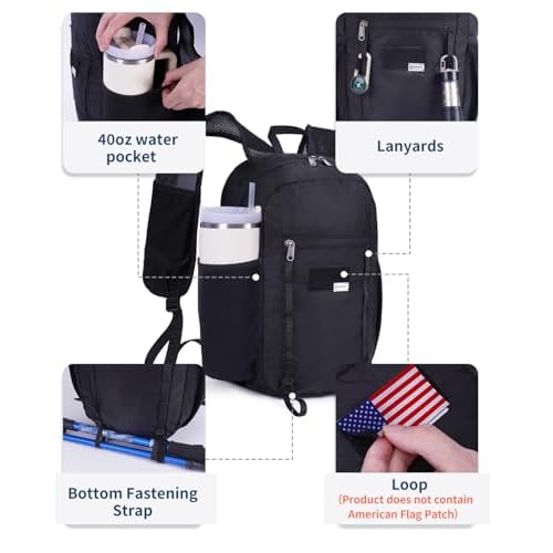 Blue Quartz 15L Small Hiking Backpack with Chest Pockets for Phone, Ultralight Hiking Daypack with Sternum Straps, Lightweight Foldable Packable Back Pack for Women Men(patent pending)