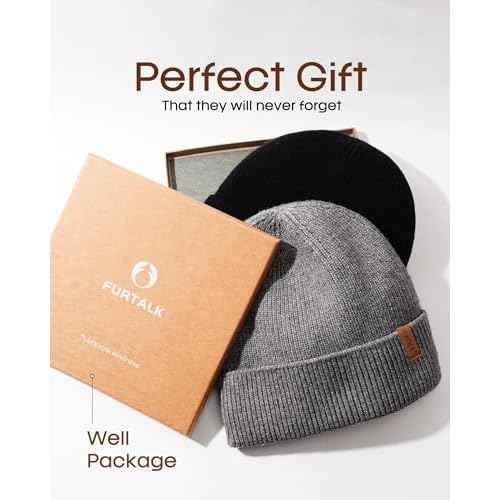 FURTALK Winter Hats for Men Women Fleece Lined Beanie Warm Knitted Outdoor Skull Cap 2 pcs