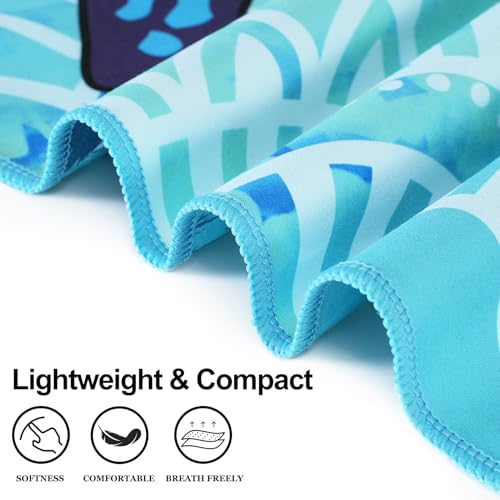 Genovega Microfiber Lightweight Thin Beach Towel Compact Oversized Quick Dry Sandproof Towels Sand Free Swim Camping Pool Clearance Travel Essentials Accessories Vacation Women Men Adults Blue Turtle
