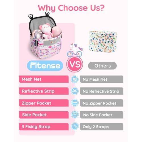Kids Bike Basket, Bicycle Basket Front Handlebar, Waterproof Cute Fabric Children's Bike Basket, Kids Bike Accessories Fit Most Boys, Girls, Toddlers Bike or Scooter, Easy to Install