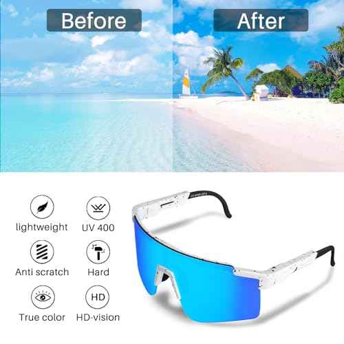 Cycling Glasses for Youth Women & Men, Baseball Sunglasses UV400 Lens - Ideal for Hiking, Running, Fishing, Skiing
