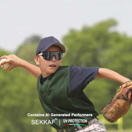 Youth Baseball Sunglasses UV Protection Kids Sports Goggles 3 Pack - Black & Multicolor