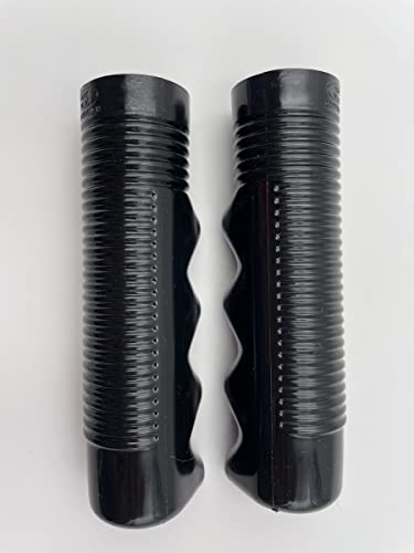1 Inch Non-Slip Finger Groove Handlebar Grips - Classic Ribbed PVC Pair