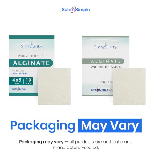 Calcium Alginate Wound Dressing 4x5 Inches - 10 Non-Stick Absorbent Pads for Heavy Exudate