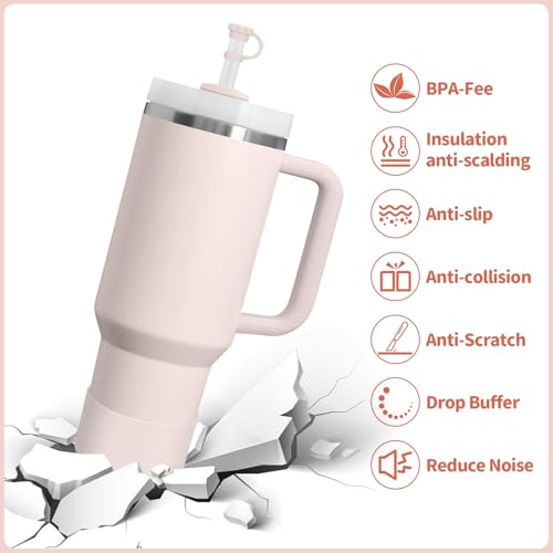 Rose Quartz Stanley Cup Accessories 8-Piece Set with Boot & Spill Stoppers