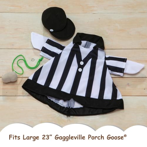 Referee Goose Costume 3-Piece Outfit - Striped Shirt Plush Hat Whistle - Variation of THIS listing