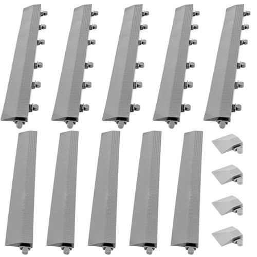 Interlocking Floor Tile Edge & Corner Trim Set - Beveled TPE Finish - 14 Pieces - Made in USA