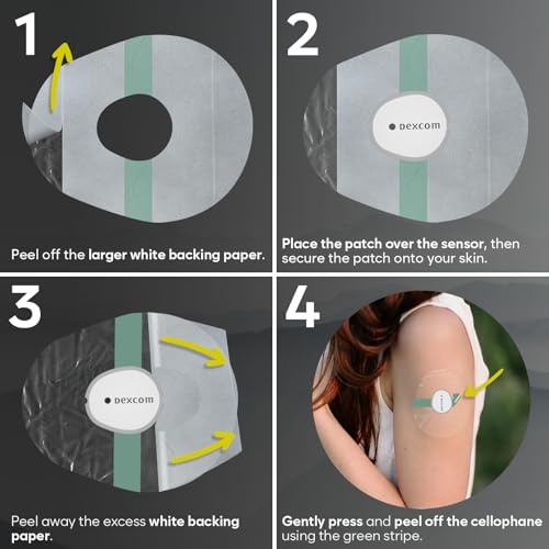 Adamson Dexcom G7 Over Patches Waterproof ? 40 Clear Adhesive Patches ? Transparent CGM Covers No Glue on Sensor ? Strong Hold ? Hypoallergenic & Sweatproof