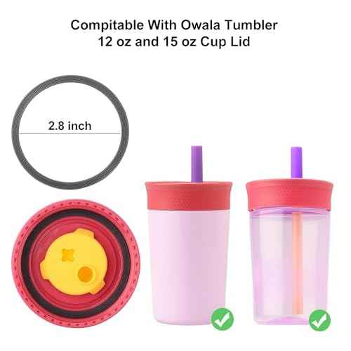 Rubber Seal Replacement,Compatible with Owala Kids 12& 15 Oz Tumbler Lid,O Ring Gasket For Owala Freesip Cap - 4 Pack Silicone Lid Seals