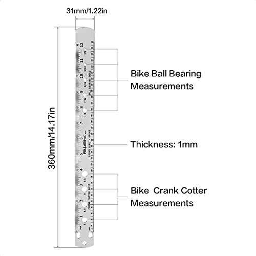 Bike Spoke Length, Ball Bearing, Crank Cotter and Nipple Size Ruler Gauge Tool for MTB Road Bicycle Measuring