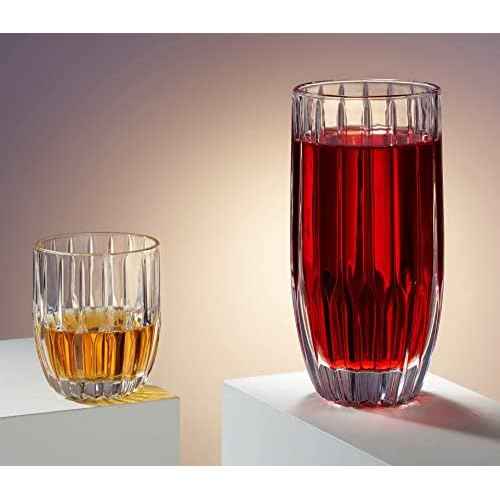 Godinger Drinking Glasses Set - 8pc Barware Set, Highball & Whiskey Glasses - 4 Highballs (12oz) and 4 Whiskey Glasses (10oz)