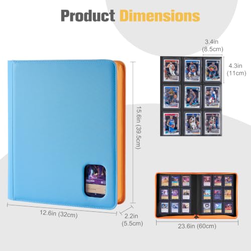 ProCase Top Loader Binder - Holds 324 Clear 3x4 Card Sleeves - Blue