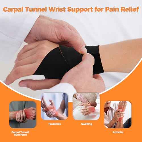 Wrist Brace for Women Men, Ultra-Thin Elastic Wrist Support Brace for Work, Sleep, Sport, Carpal Tunnel Brace Right Hand for Tendonitis, Arthritis, Pain Relief, Sprains (Right)