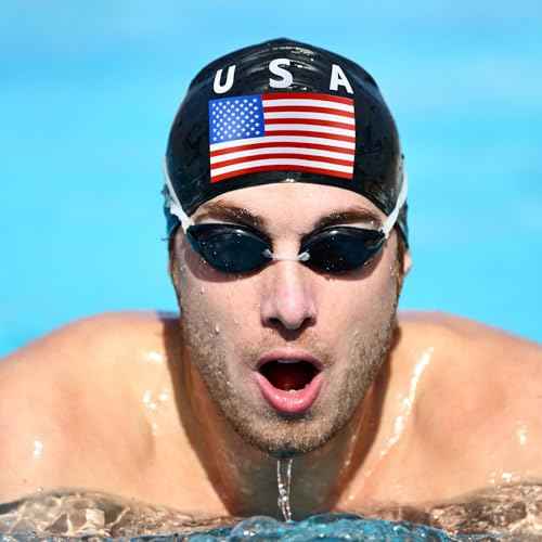 USA Silicone Swim Cap Unisex Adult Waterproof Swimming Hat Non Slip Pool Hat Elastic Silicone Cap for Long and Short Hair
