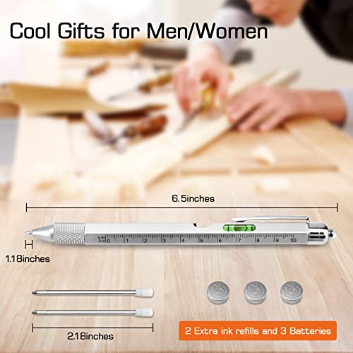 Multi Tool Pen 9-in-1 DIY Gadget for Men Dad Handyman - Silver