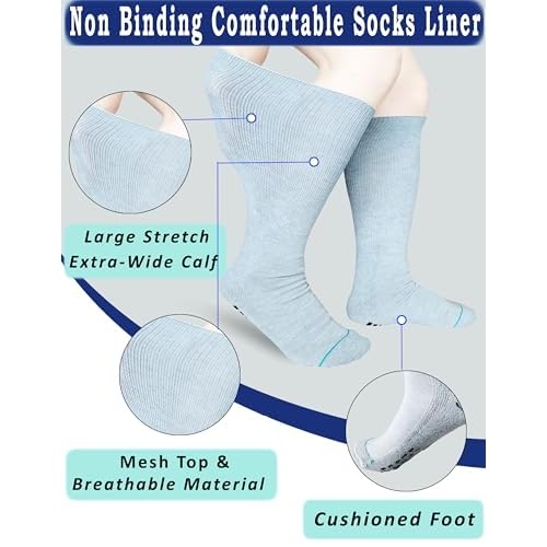 Walking Boot Sock Replacement Extra-Wide Knee High Socks for Foot Brace,Fracture Boot Men & Women 2 Pairs