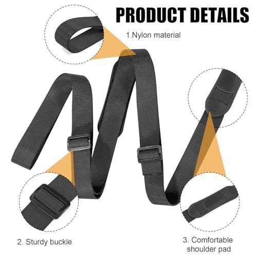 Cooler Strap Compatible with Engel 13qt & 19qt, Adjustable Nylon Rope, Shoulder Pad, 4 Buckles, Black, 3m x 3.2cm