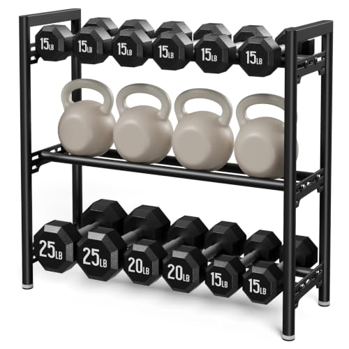 3 Tier Dumbbell Rack, 600LBS Capacity - Heavy Duty Weight Storage for Home Gym