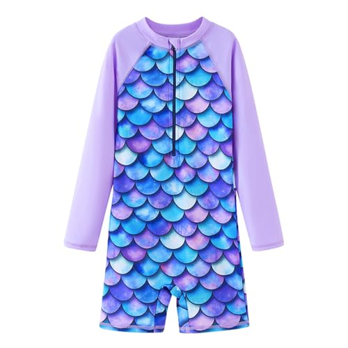 UMELOK Girls Long Sleeve Rash Guard One Piece Swimsuits with UV Protection Sunsuit