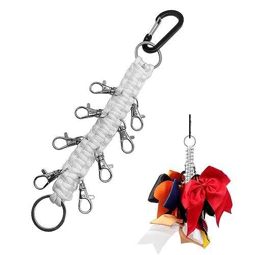 Hooshing Cheer Bows Holder, Handmade Carabiner Paracord Keychain for Teen Girls Cheerleading Sports