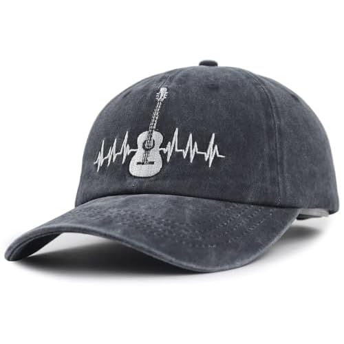 KKMKSHHG Guitar Baseball Cap for Men Women, Embroidered Adjustable Cotton Musician Hat