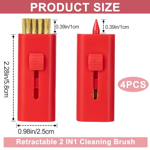 Retractable Golf Club Cleaner Brush Set - Red, 4 Pack Portable Groove & Putter Brush