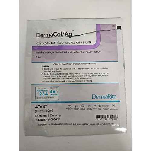 Dermarite Industries Dermacol Ag Silver Collagen Dressing, 2x2, 10 Count