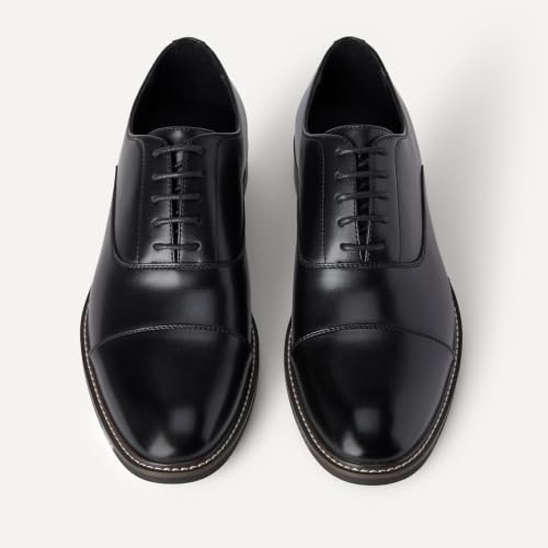 Men's Black Cap Toe Oxford Dress Shoes - Size 10