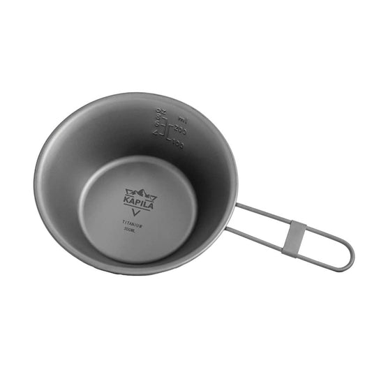KAPILA 300ml Titanium Bowl with Folding Handle Outdoor Camping Picnic Dishes Portable Tableware