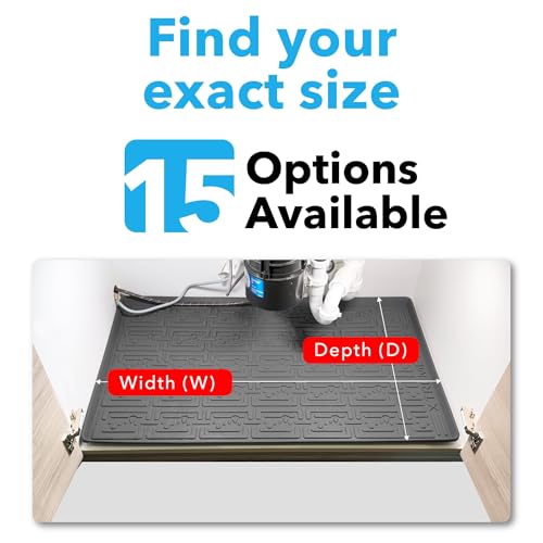 Xtreme Mats Waterproof Under Sink Mat - Grey, 34.25 x 22.25 Inches, Leak-Proof Cabinet Protector