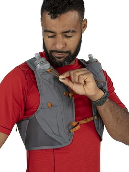 Osprey Duro LT Men's Running Hydration Vest with Hydraulics Soft Flasks, Phantom Grey/Toffee Orange, Large