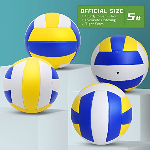 Official Size Volleyball Balls 6 Pack with Pump - Indoor & Outdoor Use