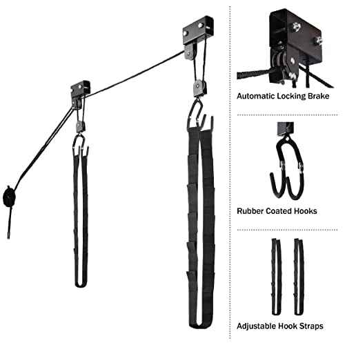 RAD Sportz Kayak Storage Hoists - Overhead Pulley Hoist Systems with 125lb Capacity Each for Canoes, Bikes, Ladders, and More