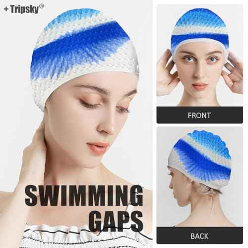 Tripsky Silicone Swim Cap,Comfortable Bathing Cap Ideal for Curly Short Medium Long Hair, Swimming Cap for Women and Men, Shower Caps Keep Hairstyle Unchanged¡¦